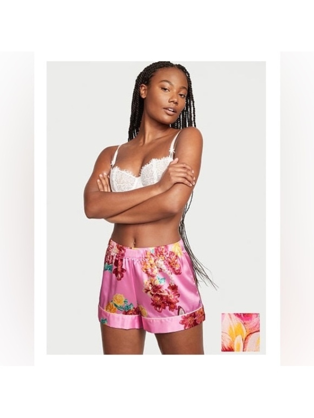 Victoria’s Secret Pink Floral Satin Shorts Size M